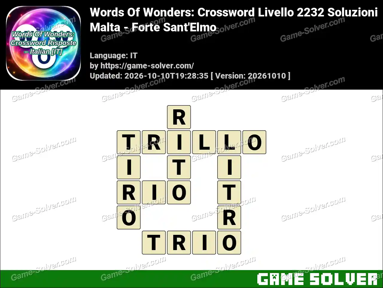 Words Of Wonders: Crossword Livello 2232 Soluzioni – Malta – Forte Sant’Elmo